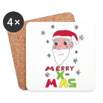 Père Noël Merry X-MAS - Dessous de verre (lot de 4) - blanc - Devant
