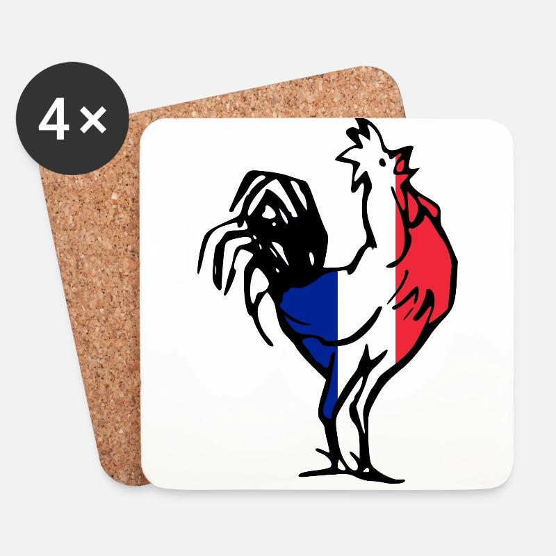 Stolzer Gallischer Frankreich Hahn Geschenk Idee - Untersetzer (4er-Set) - Weiß
