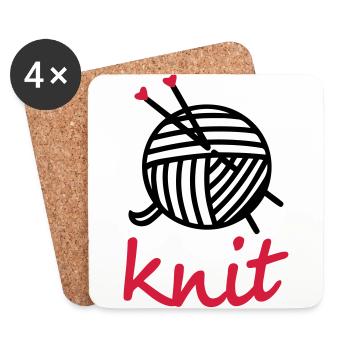 aiguilles à tricoter de laine à tricoter tricot Cadeaux de motivation - Dessous de verre (lot de 4) - blanc - Devant