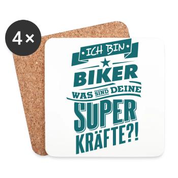 Superpower Biker - Beruf Job - Untersetzer (4er-Set) - Weiß - Vorne