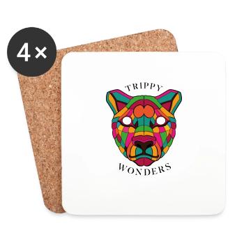 Trippy Wonders - Lion - Dessous de verre (lot de 4) - blanc - Devant