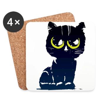Black Cat 2 - Untersetzer (4er-Set) - Weiß - Vorne