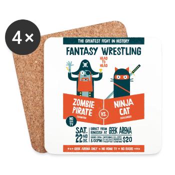Fantasy wrestling - Coasters (set of 4) - white - Front