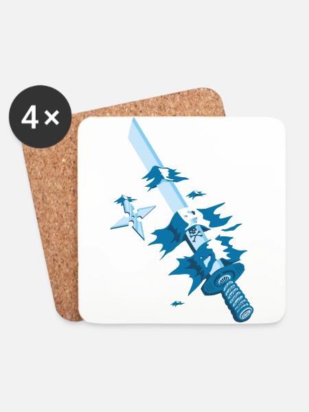 Samurai japan sword motif - Coasters (set of 4) - white