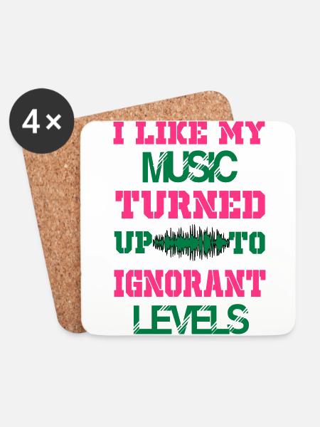 i like my music turned up to levels - Coasters (set of 4) - white