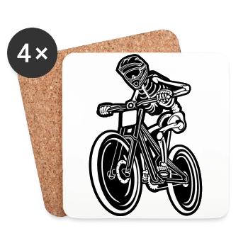 BMX / Mountain Biker 04_black white - Coasters (set of 4) - white - Front