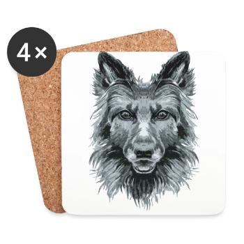Hund - Untersetzer (4er-Set) - Weiß - Vorne