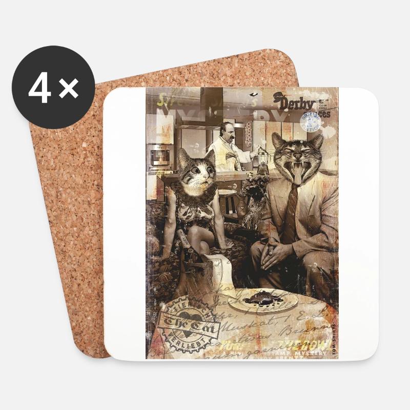 cats/Katzen - Untersetzer (4er-Set) - Weiß