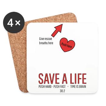 Save a life! CPR - Coasters (set of 4) - white - Front