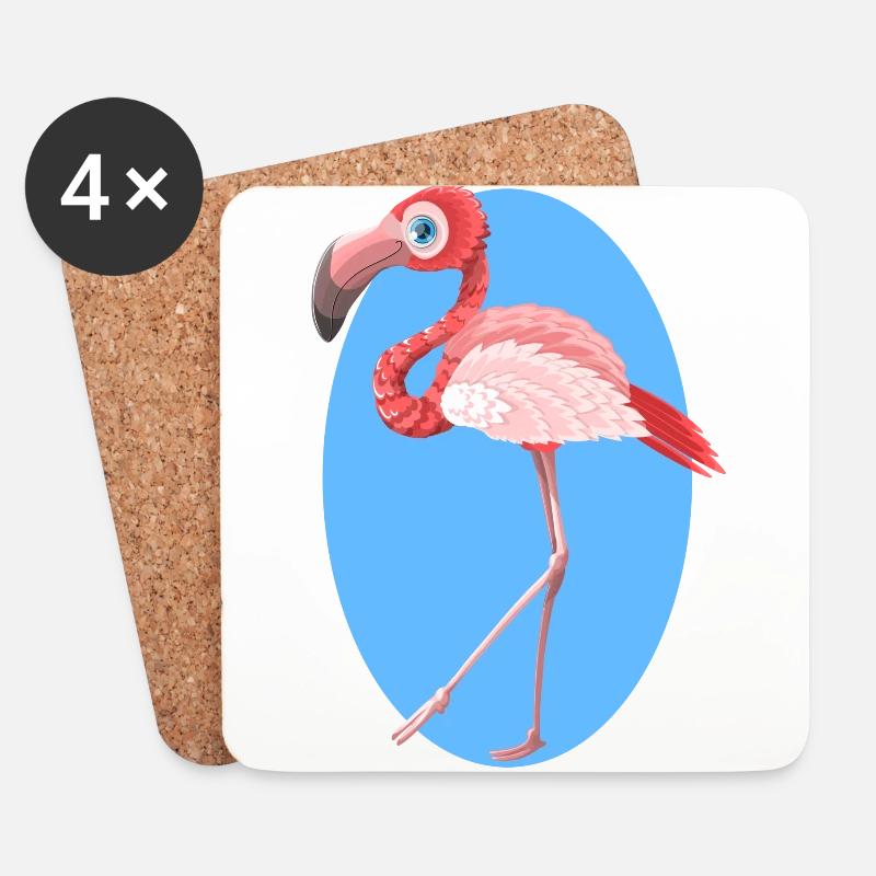 Flamingo - Untersetzer (4er-Set) - Weiß
