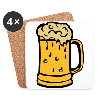 biere verre mousse binouze alcool - Dessous de verre (lot de 4) - blanc - Devant