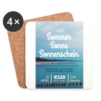 Sommerurlaub Deutschland - Untersetzer (4er-Set) - Weiß - Vorne