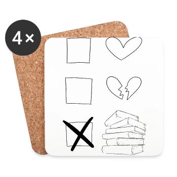 Taken Single Books - Buchliebhaber - Untersetzer (4er-Set) - Weiß - Vorne