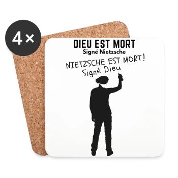 God is dead signed Nietzsche, Nietzsche is dead - Coasters (set of 4) - white - Front