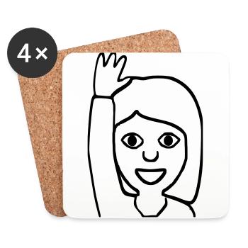 Emoji Grüßen - Untersetzer (4er-Set) - Weiß - Vorne