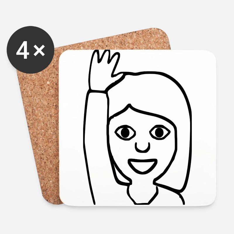 Emoji Grüßen - Untersetzer (4er-Set) - Weiß