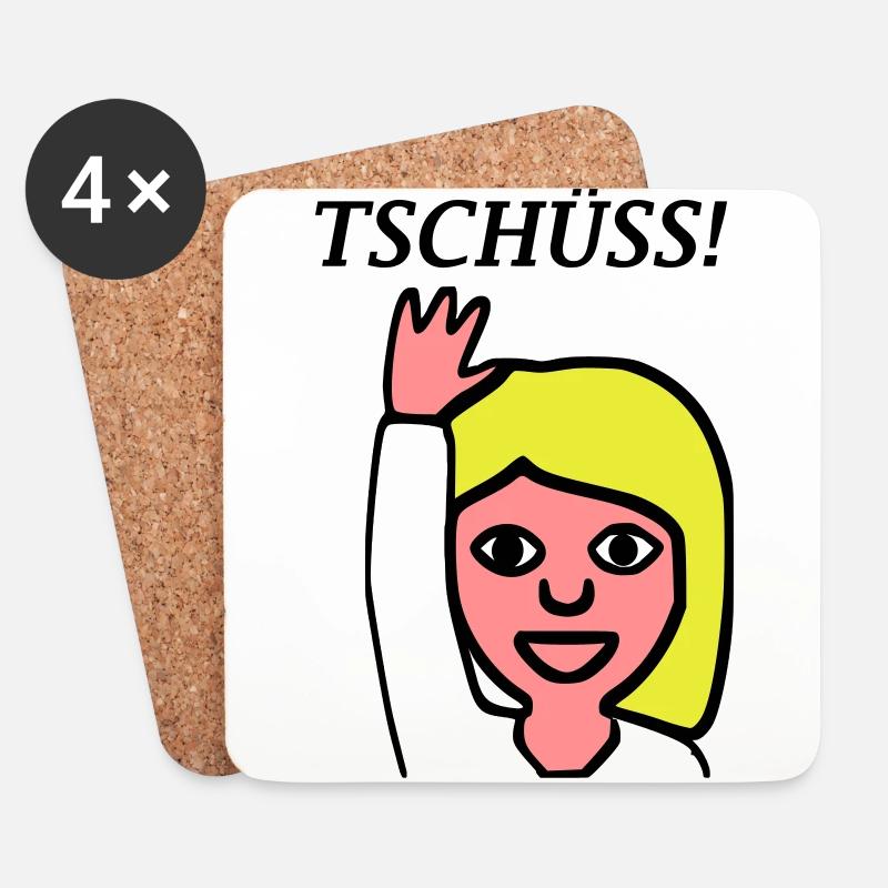 Emoji Grüßen Tschüss - Untersetzer (4er-Set) - Weiß