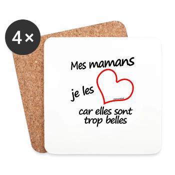 mes mamans je les aime - Dessous de verre (lot de 4) - blanc - Devant