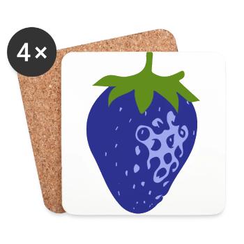 Blaue Erdbeere - Untersetzer (4er-Set) - Weiß - Vorne
