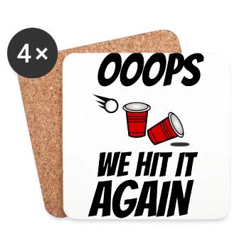 Oops we hit it again Beer Pong - Coasters (set of 4) - white - Front