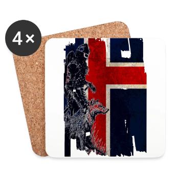 île des loups viking - Dessous de verre (lot de 4) - blanc - Devant