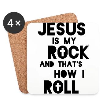 Jesus ist mein Fels - cooles christliches Geschenk - Untersetzer (4er-Set) - Weiß - Vorne