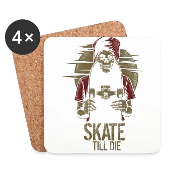 Skate Till Die - Untersetzer (4er-Set) - Weiß - Vorne