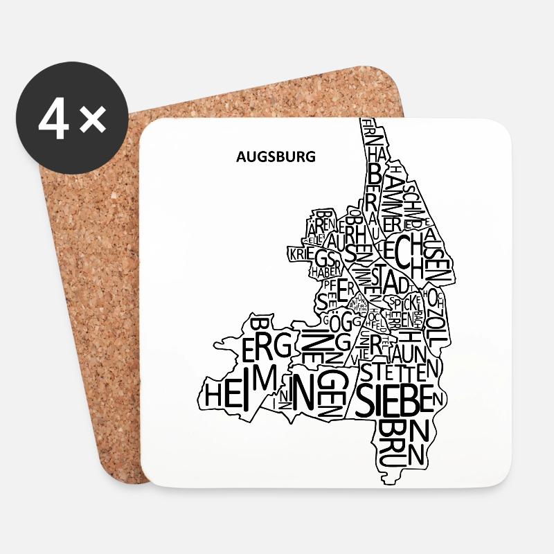 Augsburg Buchstabenviertel - Untersetzer (4er-Set) - Weiß