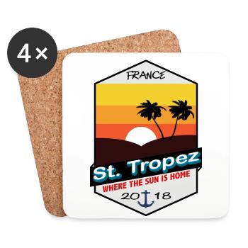 St. Tropez - Frankreich - Vintage - Untersetzer (4er-Set) - Weiß - Vorne
