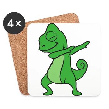Dabbing Dab gecko reptiles - Dessous de verre (lot de 4) - blanc - Devant