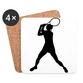 tennis, joueur de tennis - Dessous de verre (lot de 4) - blanc - Devant