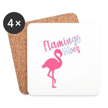 Flamingo-Schwingungen - Untersetzer (4er-Set) - Weiß - Vorne