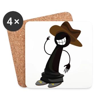 Un pion hippie comme cow-boy avec un chapeau de cowboy - Dessous de verre (lot de 4) - blanc - Devant