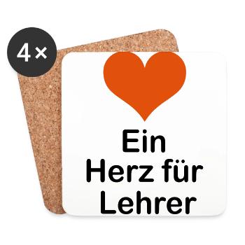 Ein Herz für Lehrer - Untersetzer (4er-Set) - Weiß - Vorne