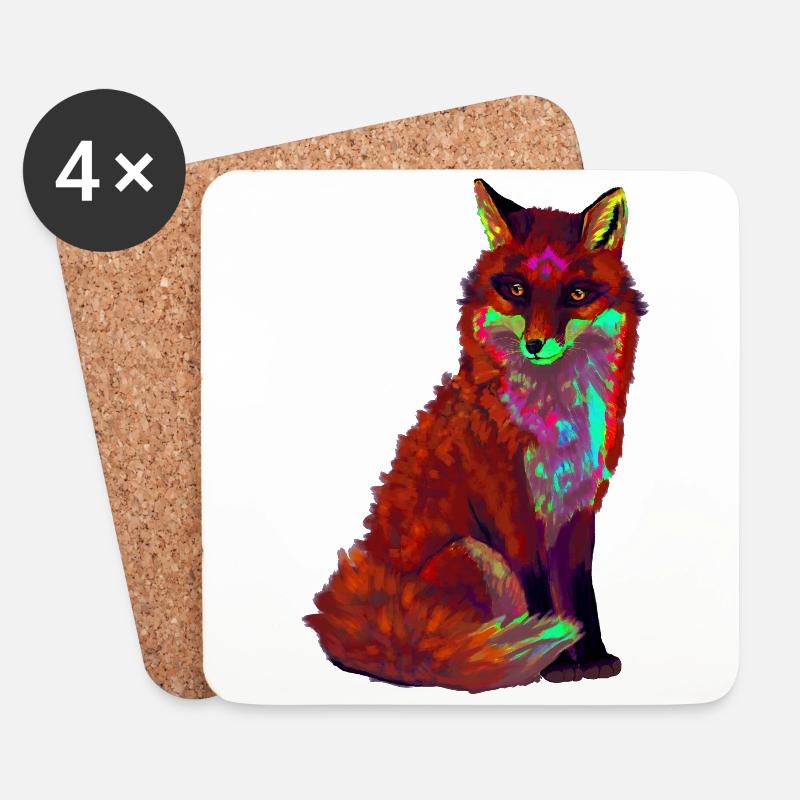 Roter Fuchs - Untersetzer (4er-Set) - Weiß