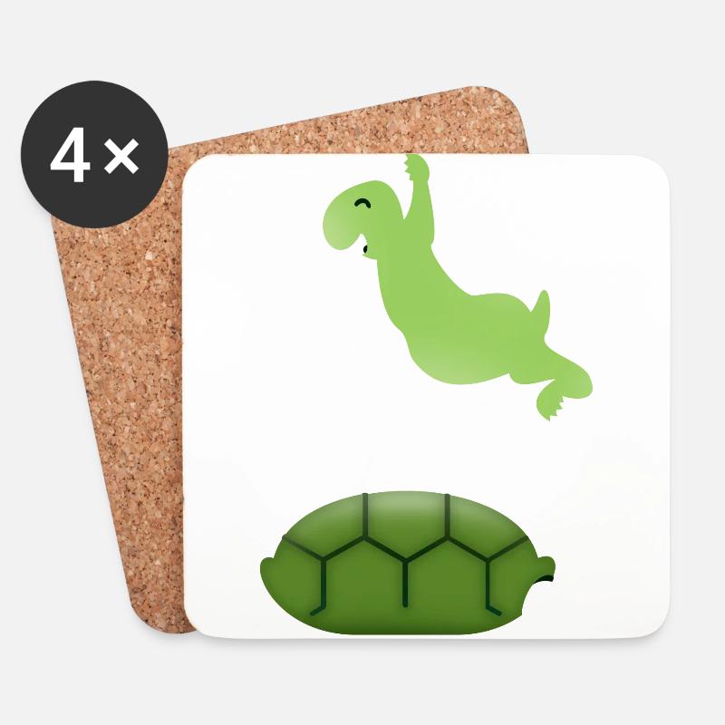 Spring turtle / Springerschildkröte (DDP) - Untersetzer (4er-Set) - Weiß