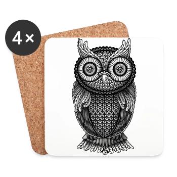Owl Eagle Owl - Coasters (set of 4) - white - Front