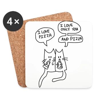 I LOVE PIZZA - Coasters (set of 4) - white - Front