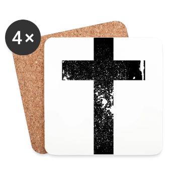 Kreuz / Cross - Untersetzer (4er-Set) - Weiß - Vorne