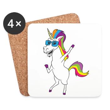 UNICORN LUNETTES DE SOLEIL - UNICORN AVEC LUNETTES DE SOLEIL - Dessous de verre (lot de 4) - blanc - Devant