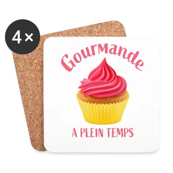 gourmande a plein temps - Dessous de verre (lot de 4) - blanc - Devant