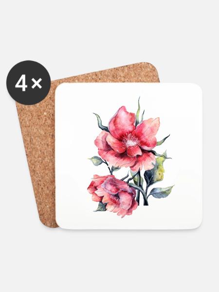 Flower - Untersetzer (4er-Set) - Weiß