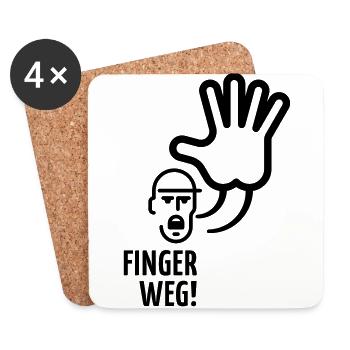 Finger weg! - Untersetzer (4er-Set) - Weiß - Vorne