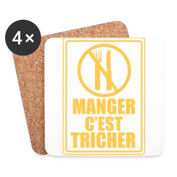 Manger c'est Tricher - Dessous de verre (lot de 4) - blanc - Devant