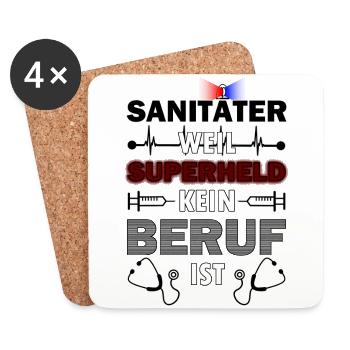 Superheld Beruf Sanitäter Geschenk - Untersetzer (4er-Set) - Weiß - Vorne