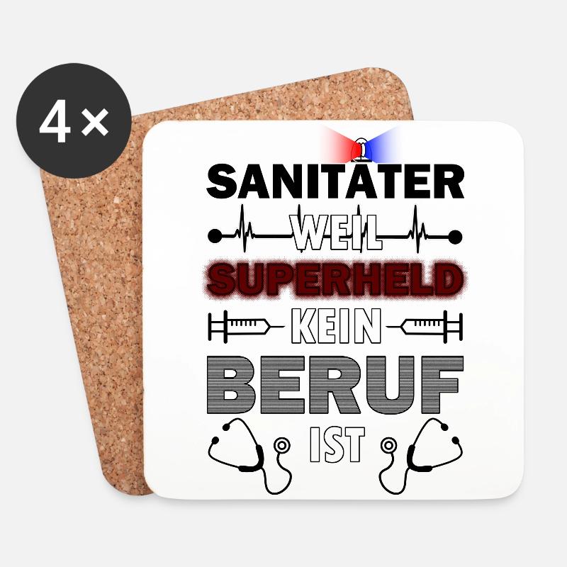 Superheld Beruf Sanitäter Geschenk - Untersetzer (4er-Set) - Weiß