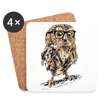 AD Owl - Dessous de verre (lot de 4) - blanc - Devant