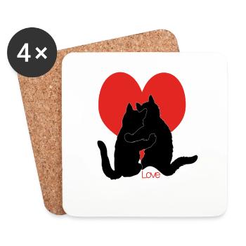 Katzen - Untersetzer (4er-Set) - Weiß - Vorne