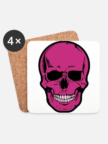 Totenkopf - Untersetzer (4er-Set) - Weiß