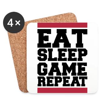 eat sleep game repeat - Untersetzer (4er-Set) - Weiß - Vorne